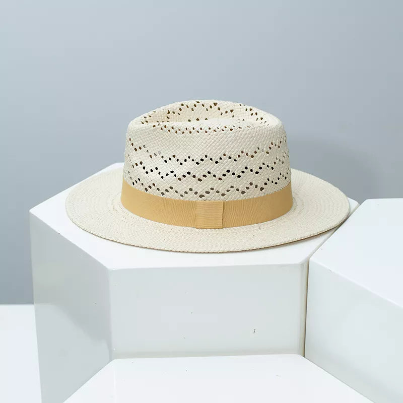 Straw hat with ribbon accent — additional view 4