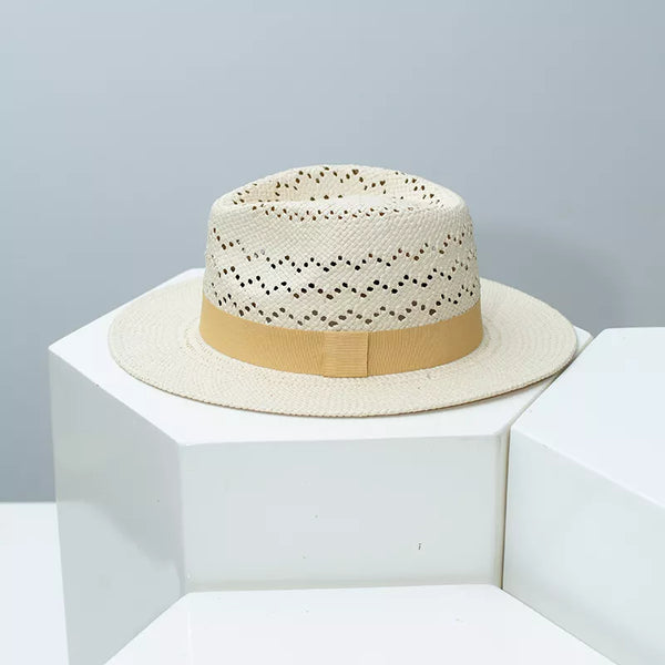 Straw hat with ribbon accent — additional view 4