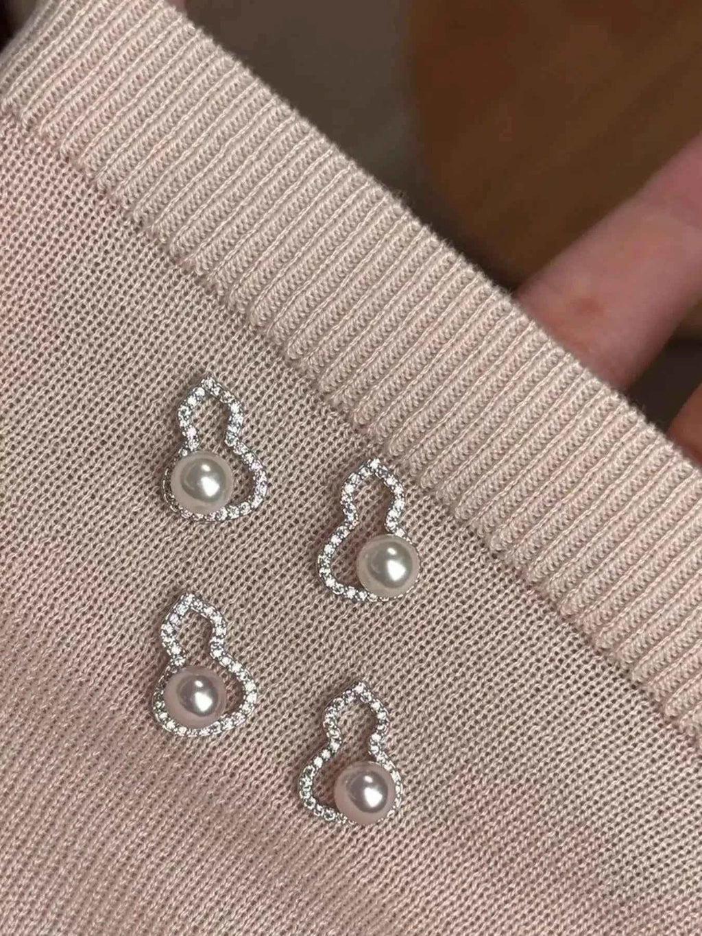 Pearl gourd stud earrings — additional view 3