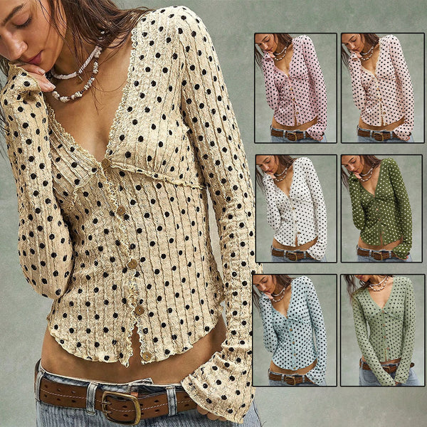 Lace Ruffled Cropped V-Neck Cardigan, front product view