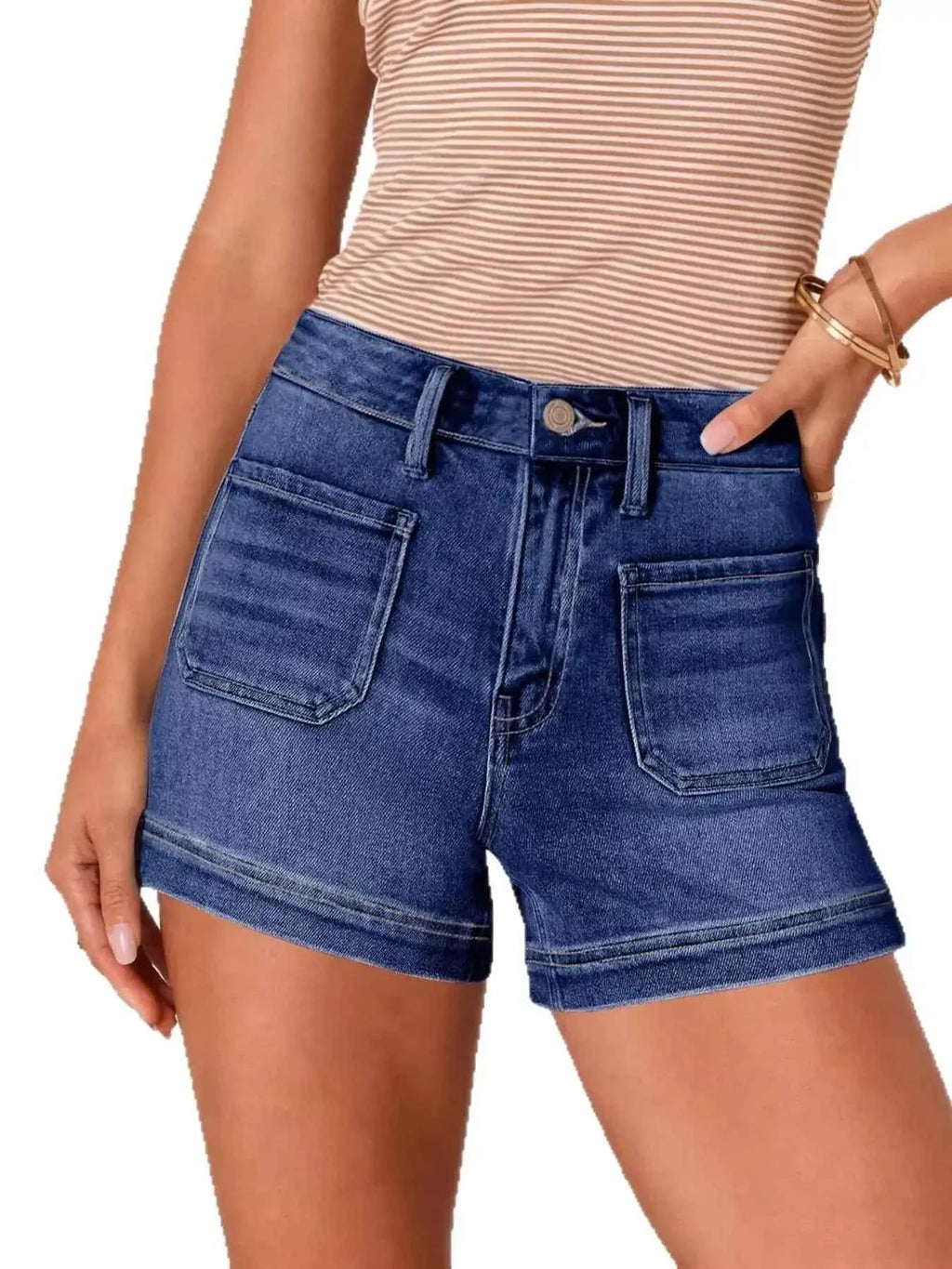 Essential high-waisted denim shorts — additional view 2