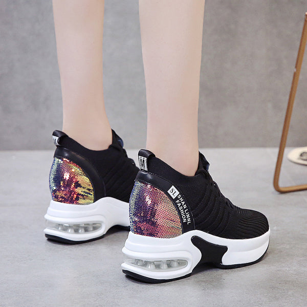 Mesh chunky sneakers pair