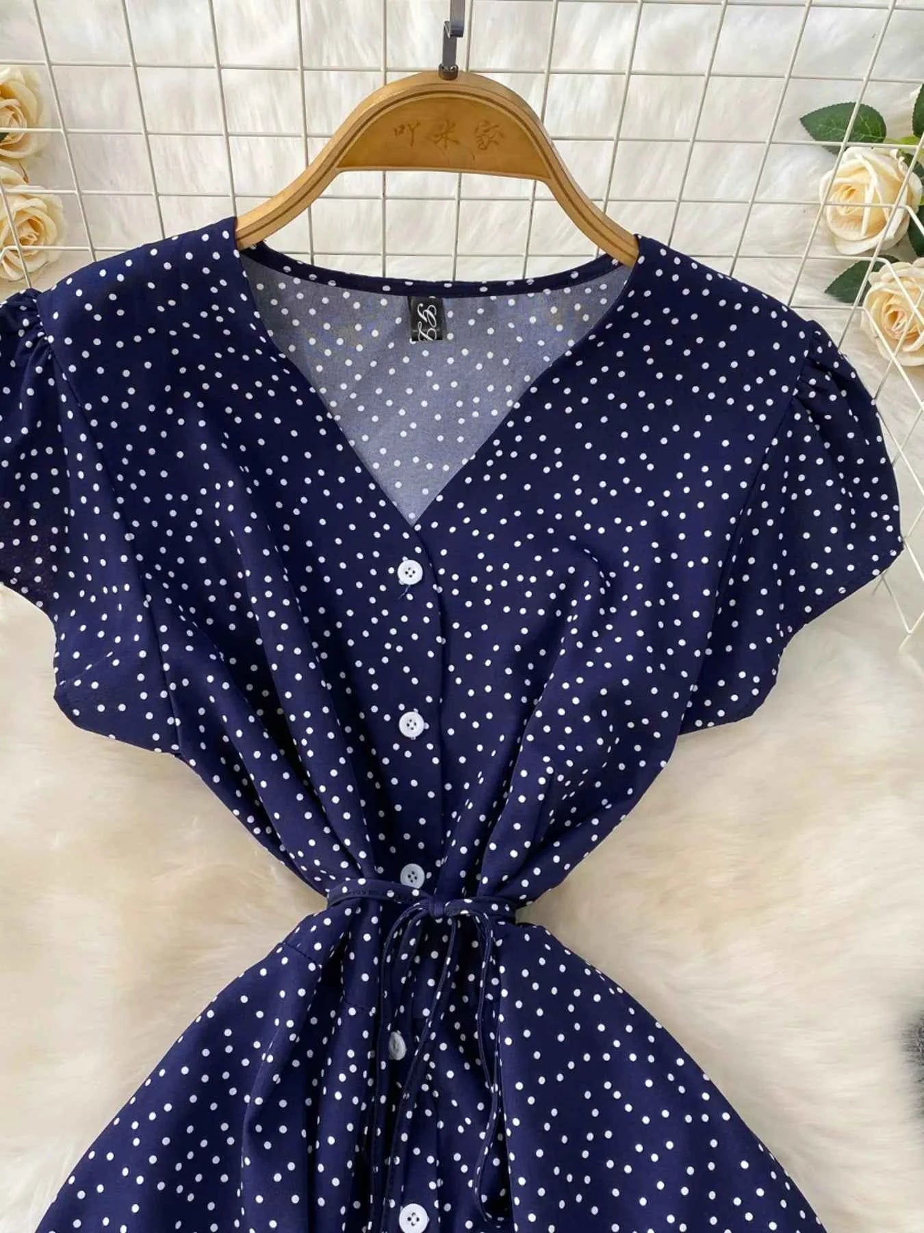 Vintage-Inspired Polka Dot Dress-Casual Dresses-Splashis-Splashis