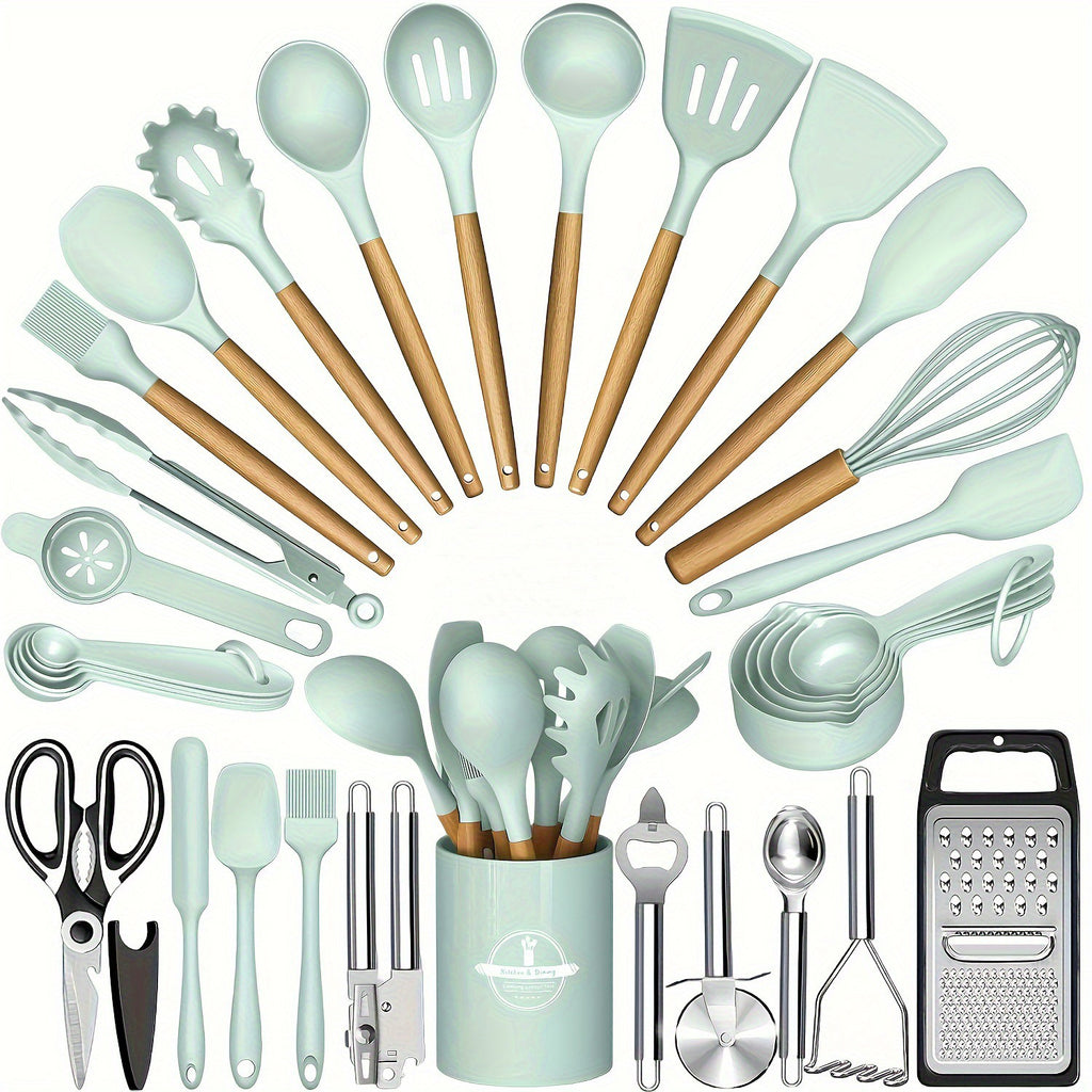 Kitchen tool set shown on kitchen counter