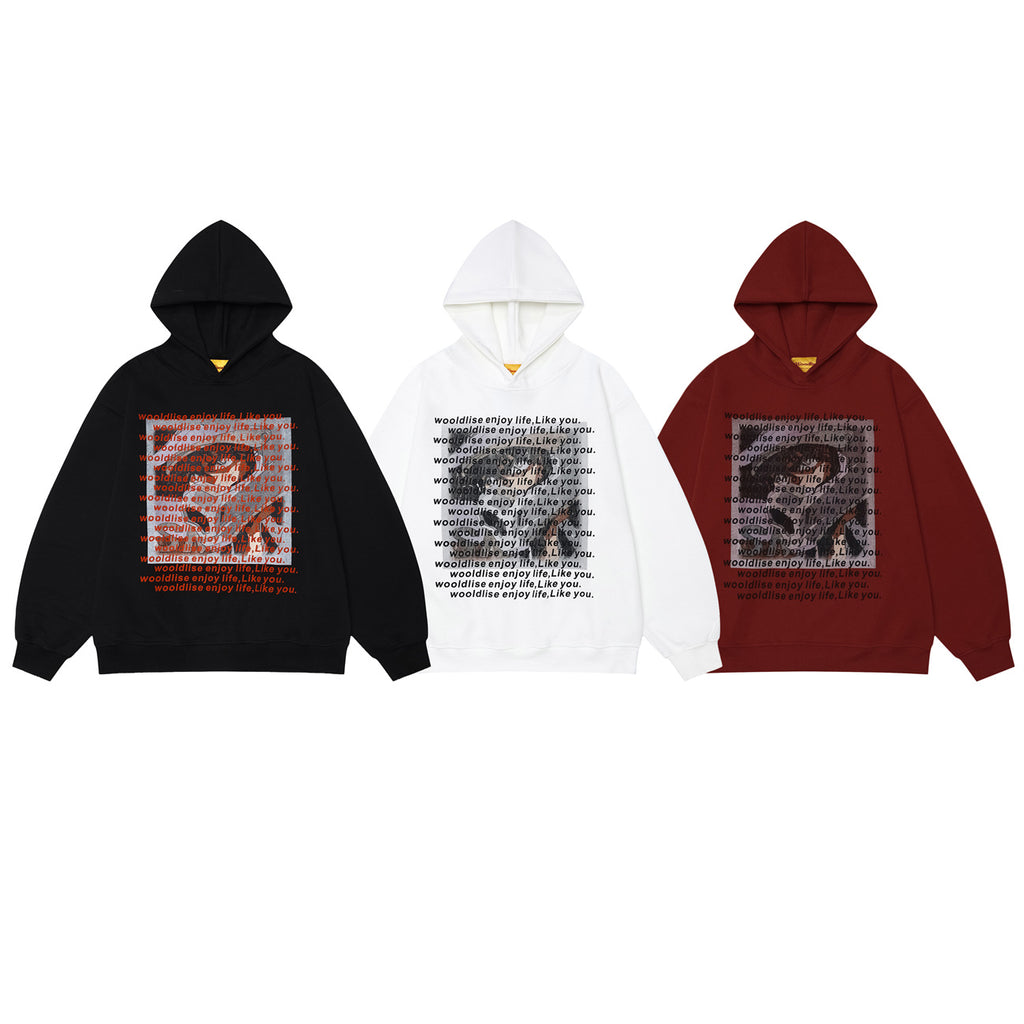 Women's Letter Print Loose Hoodie-Splashis, alternate view 1