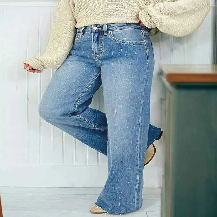 Distressed tummy control jeans — primary view Main image