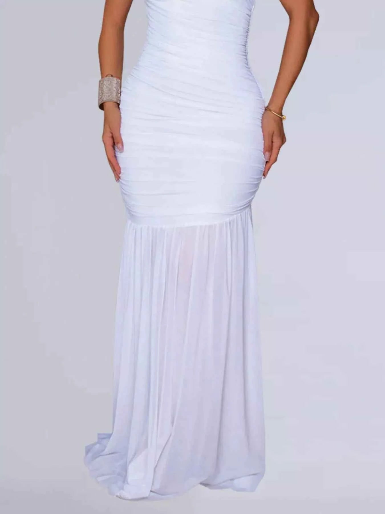 One-Shoulder Ruched Bodycon Maxi Dress-Maxi Dress.-Splashis-Splashis