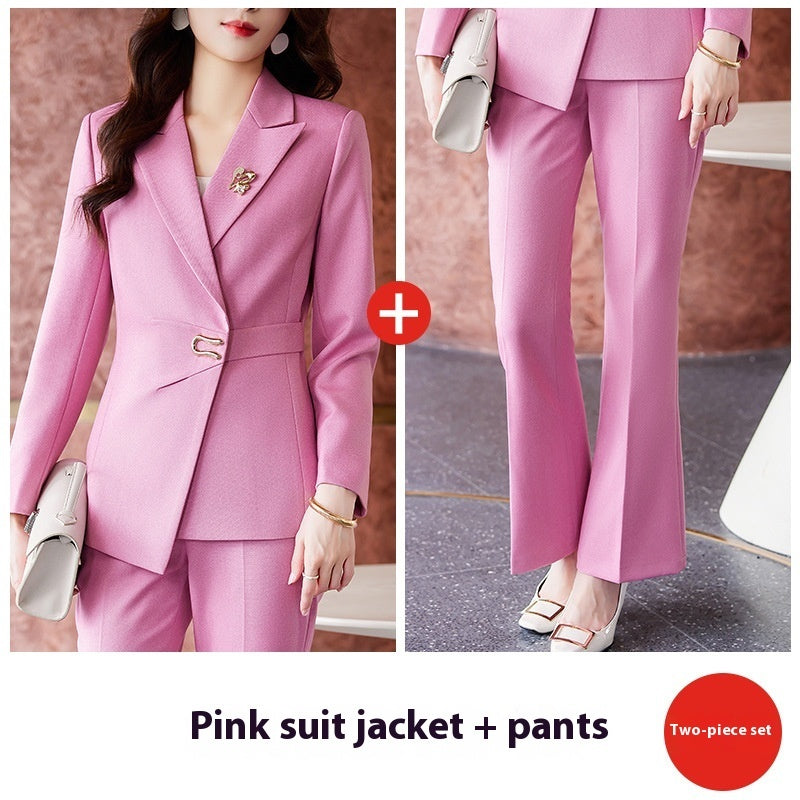 Double-Breasted Slim Fit Women's Suit Set – Blazer & Trouser Office Wear, product view 9