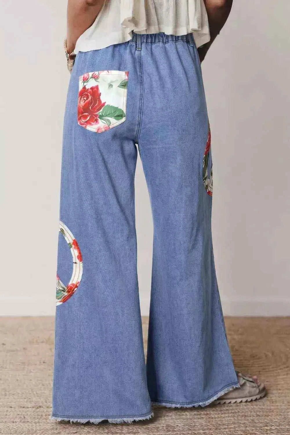 Floral wide-leg jeans — additional view 2