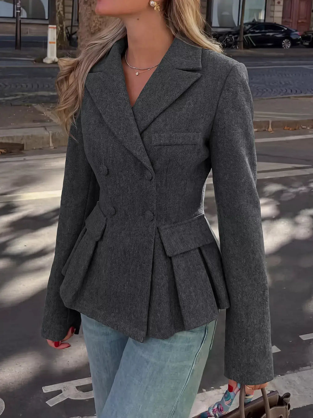 Double-breasted peplum blazer — additional view 2
