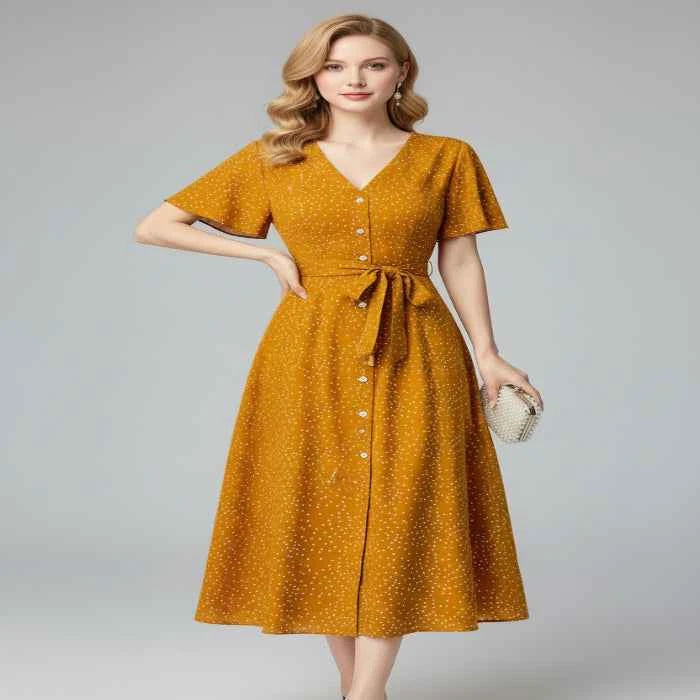 Vintage polka dot dress — primary view