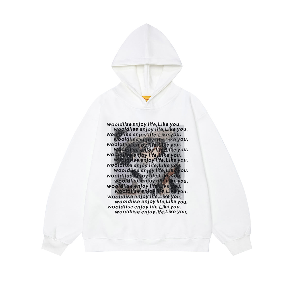 White letter print loose hoodie for women