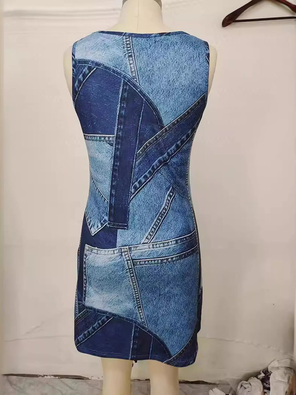 Patchwork Denim Sleeveless Dress — additional view 4