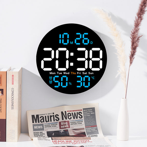 Multi-Function Digital Wall Clock with Temperature Humidity Display product photo