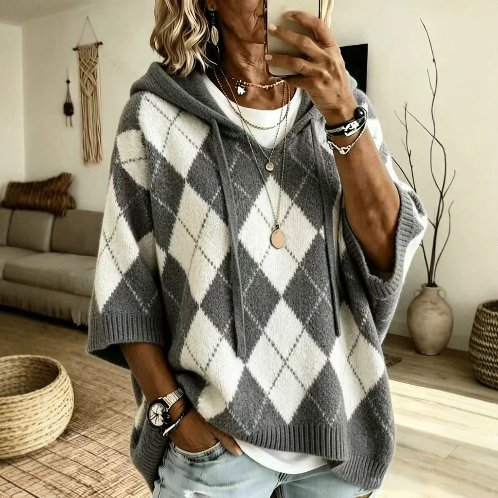 Hooded drawstring sweater, styled view
