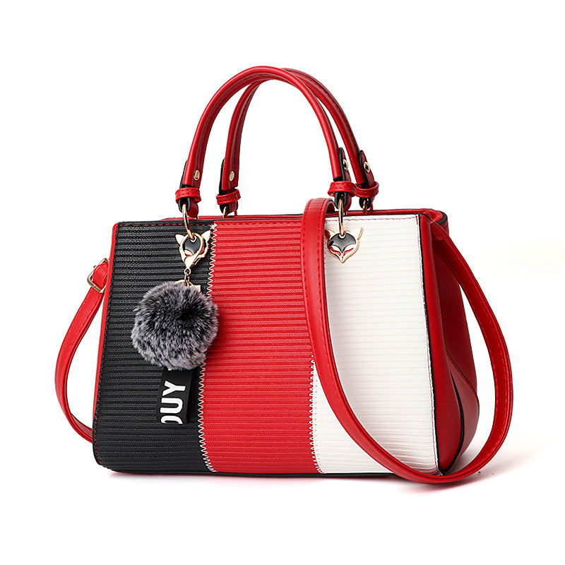 Patchwork Pompom Tote Bag - PU Leather Party Purse for Women, product view 13