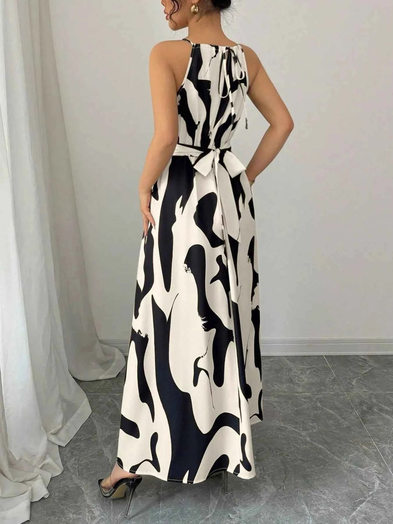 Abstract print halter neck maxi dress — additional view 6