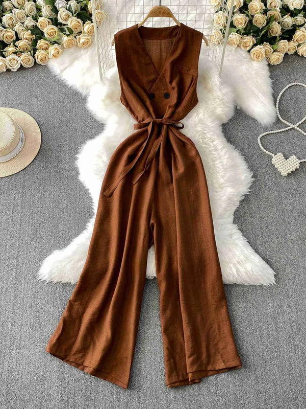 Sleeveless wide leg jumpsuit — additional view 7