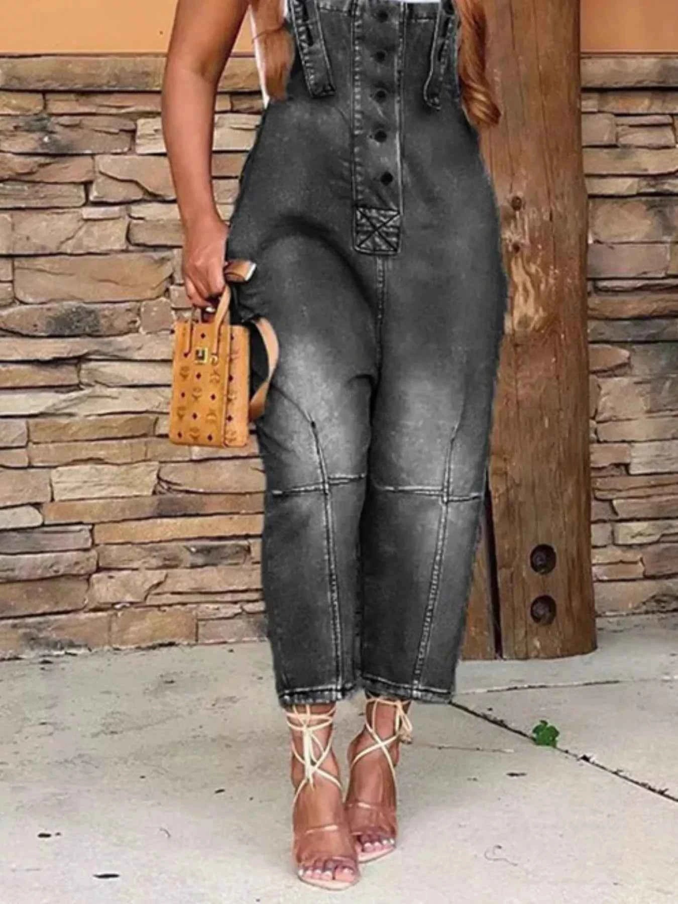 Plus size denim overalls with pockets — additional view 12
