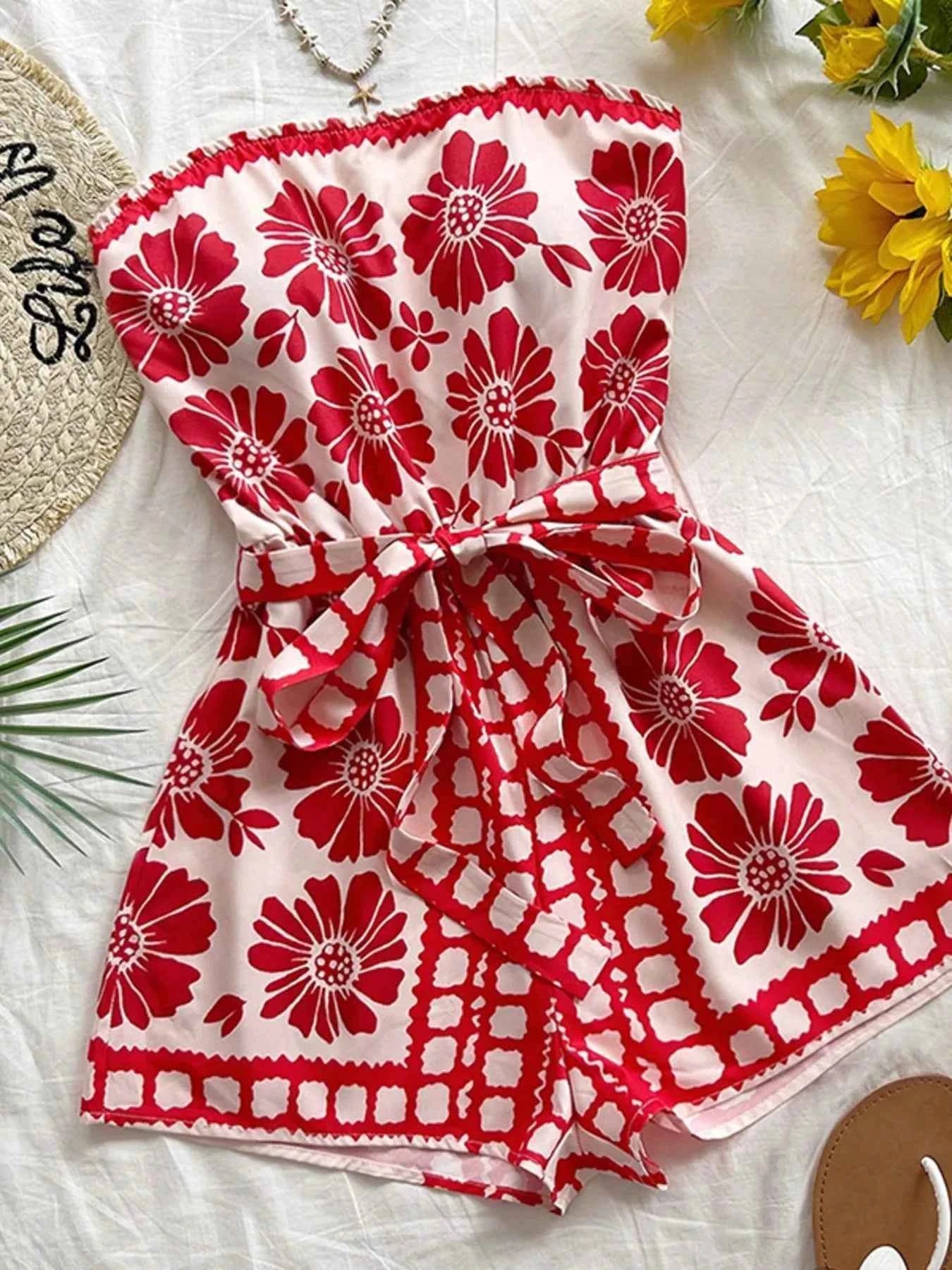Strapless tie waist romper — additional view 9