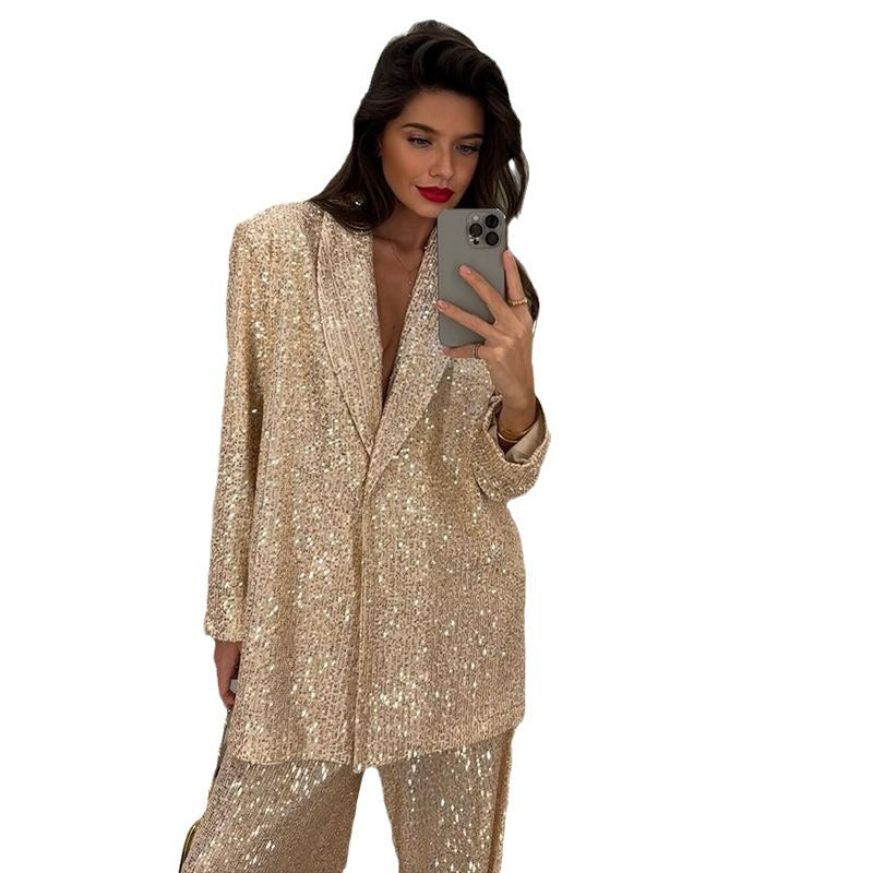 Women’s Sequin Blazer Pantsuit, front product view