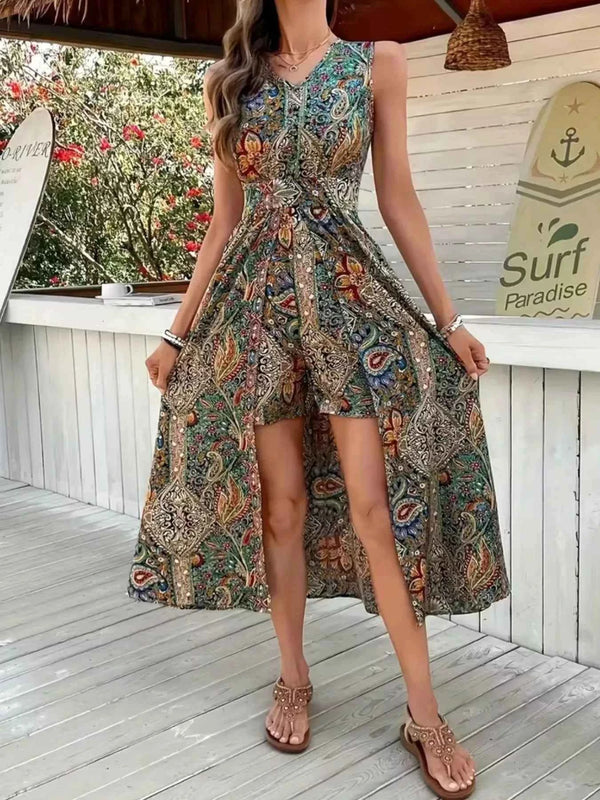 Sleeveless paisley print romper — additional view 12