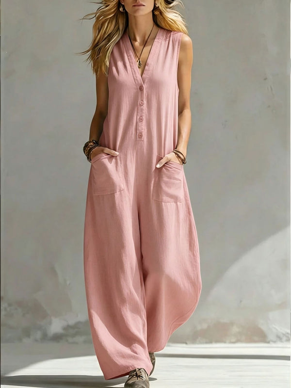 Linen-cotton sleeveless jumpsuit product image