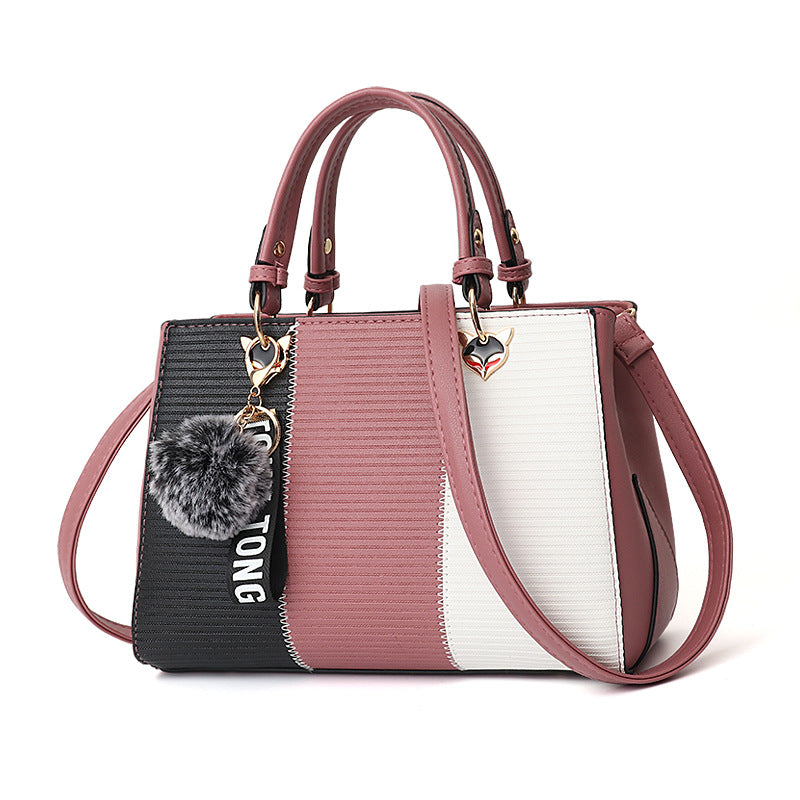 Patchwork Pompom Tote Bag - PU Leather Party Purse for Women, product view 11