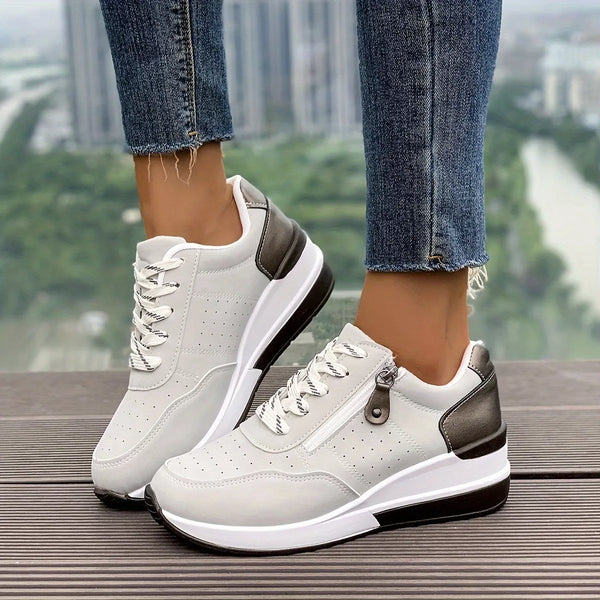 Product detail photo of Round Toe Lace Up Sneakers, Shoes, black, everyday style