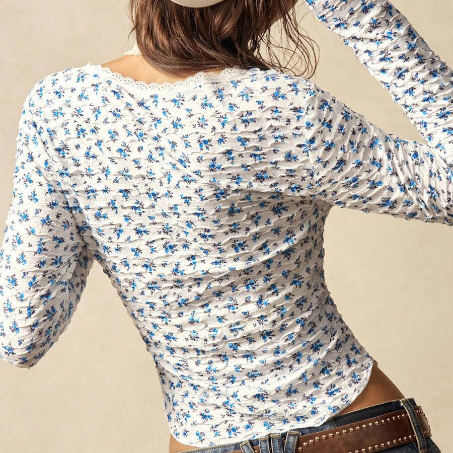 Halter Neck Floral Print Top for Women, close-up product view