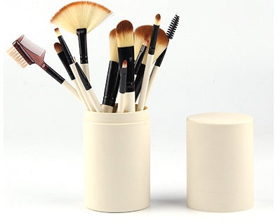 12-Piece Makeup Brush Set with Storage Holder - Face & Eye Brushes, close-up product view