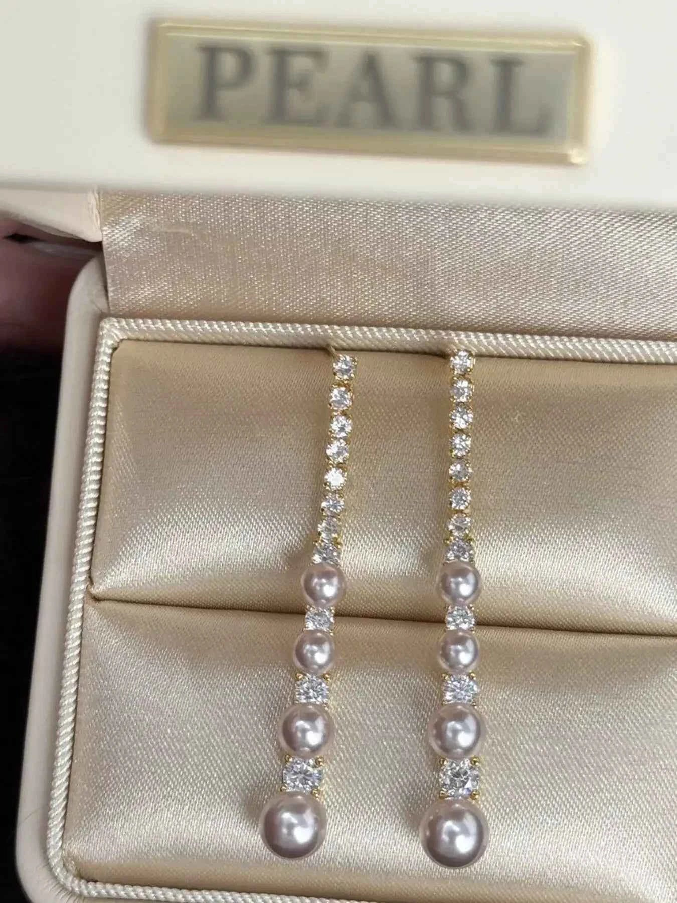 Sparkling pearl and zircon drop earrings — additional view 3