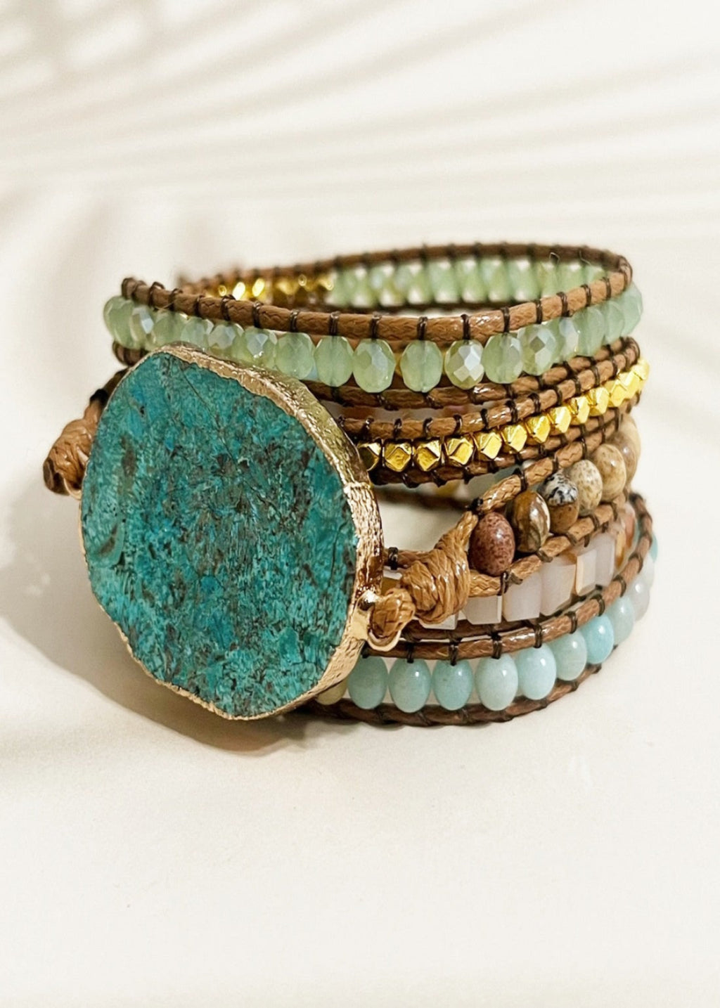 Product detail photo of Natural Ocean Stone Wrap Bracelet, natural ocean stone wrap bracelet