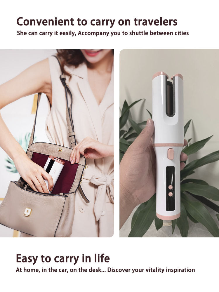 Cordless Automatic Curling Iron with Alloy Barrel 5200mAh, side product view