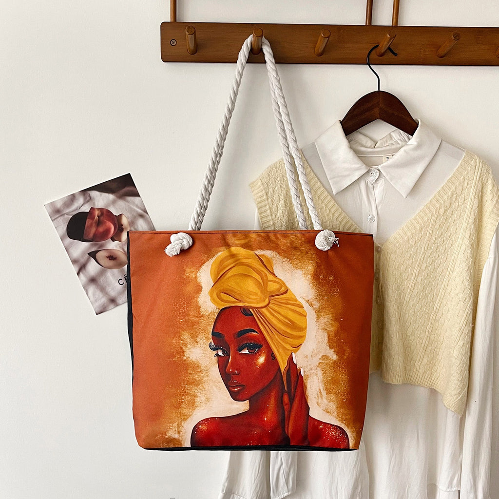 Canvas tote bag shown from back angle