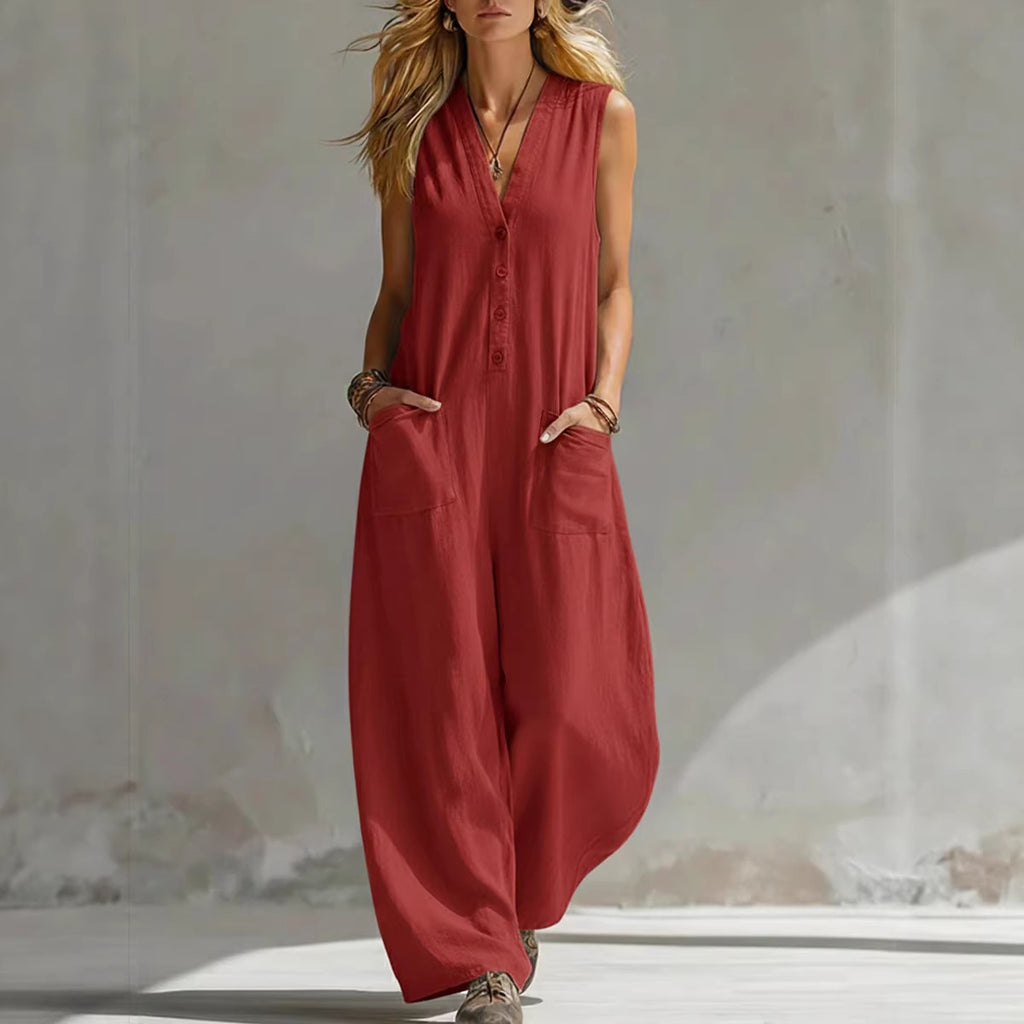 Linen-cotton sleeveless jumpsuit product image