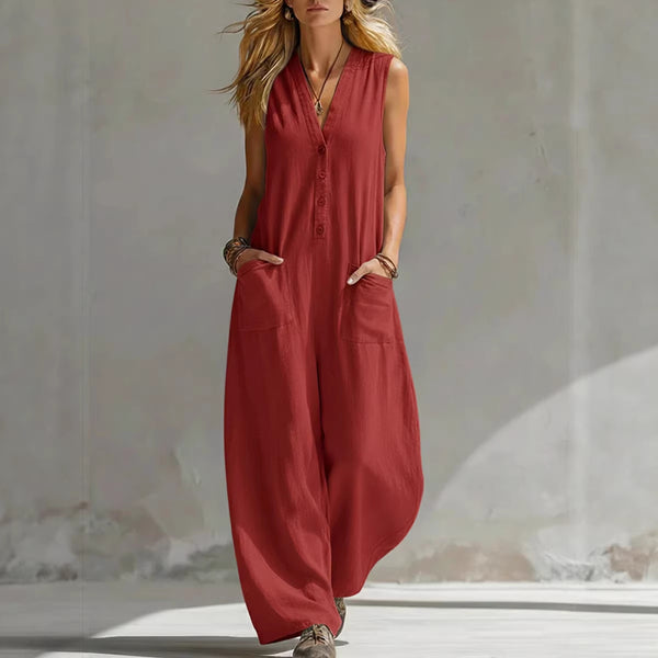 Linen-cotton sleeveless jumpsuit product image
