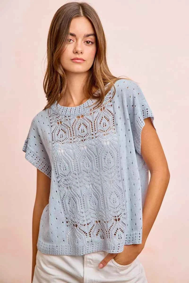 Eyelet knit top — additional view 3