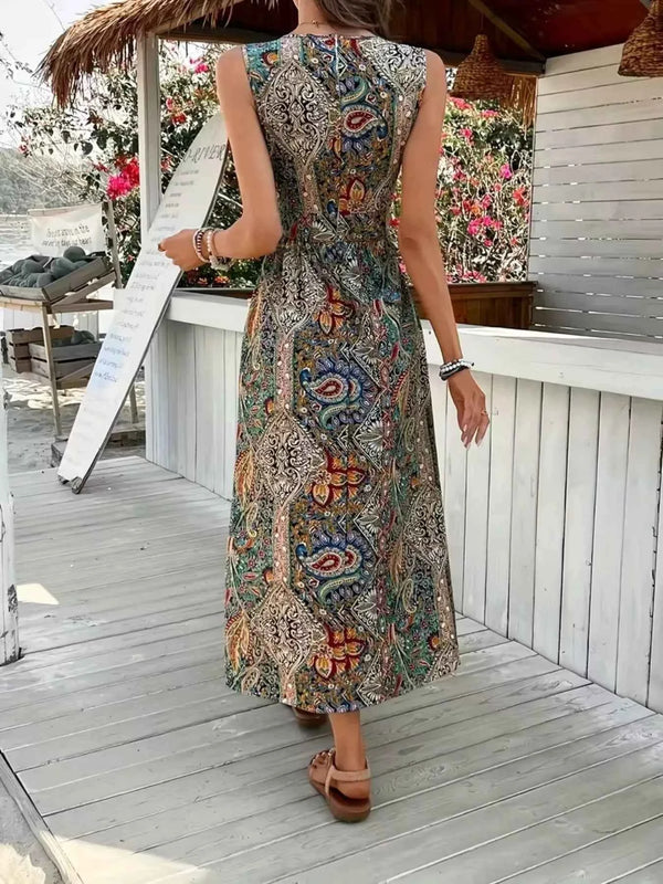 Zipper Closure Paisley Romper Sleeveless-Romper-Splashis-Splashis