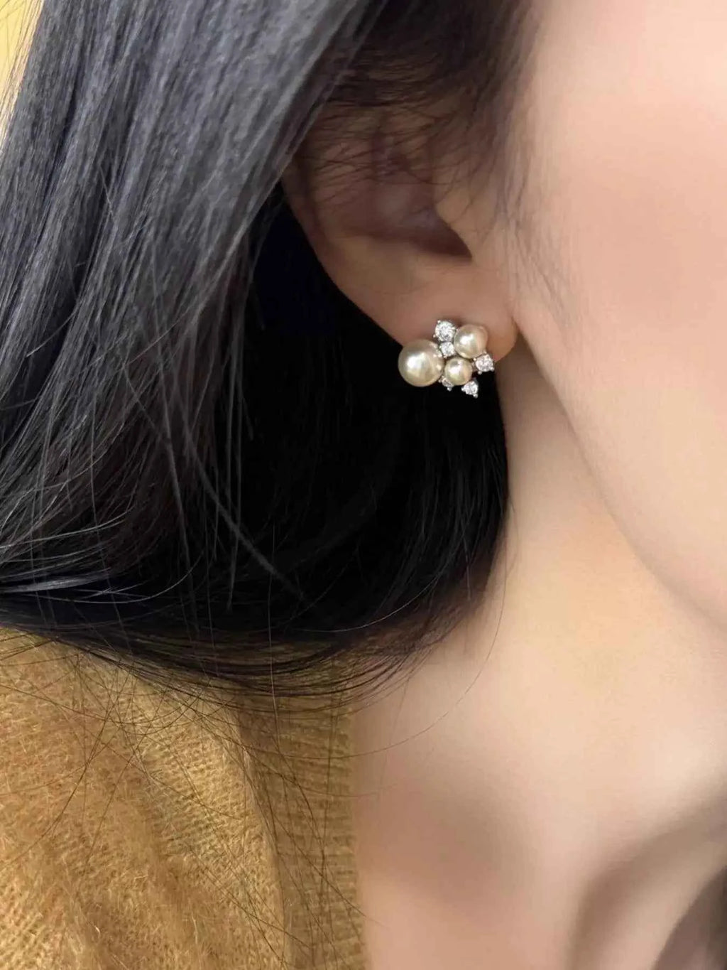 Pearl cluster stud earrings — additional view 3