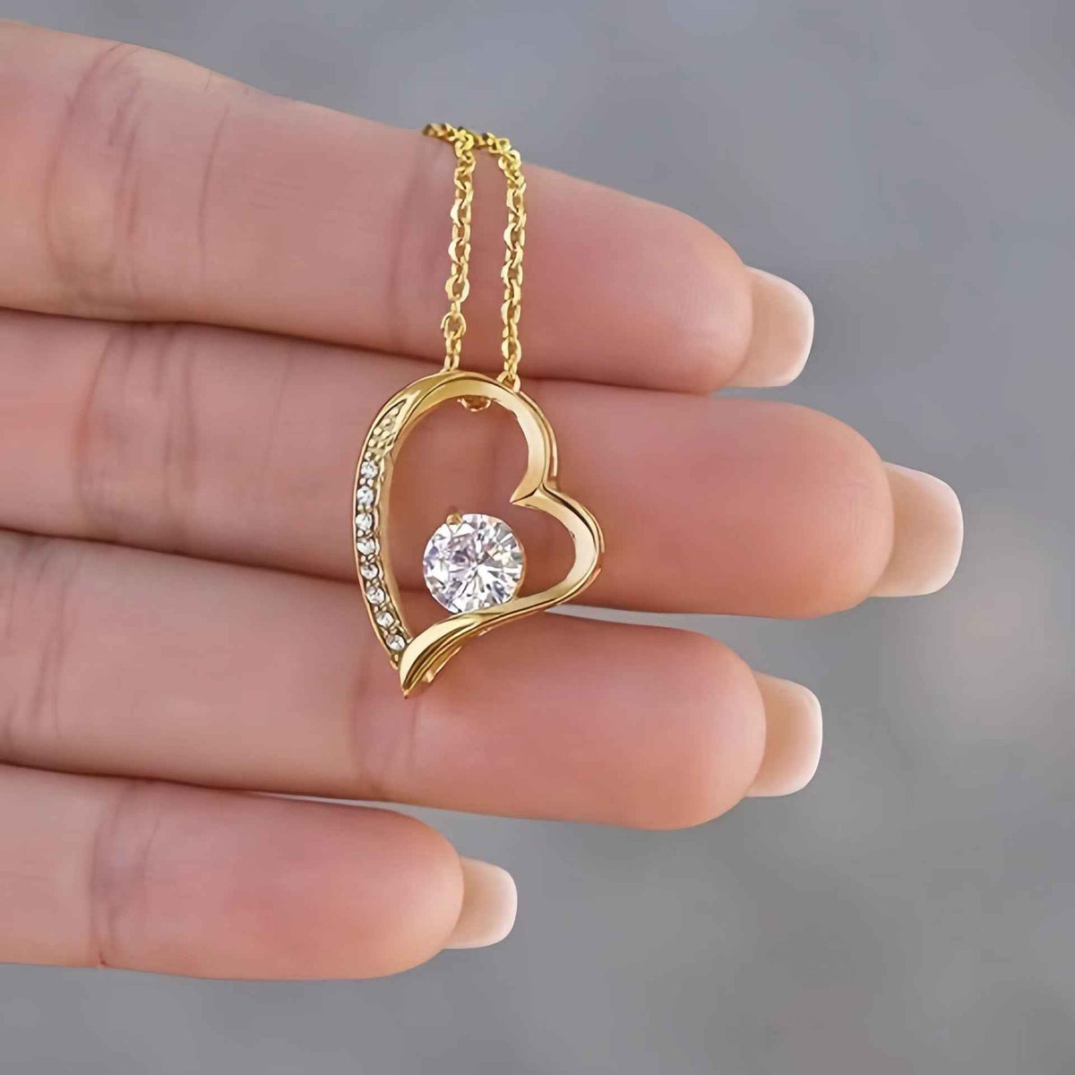 Heart Shape Zirconia Necklace, product view 12