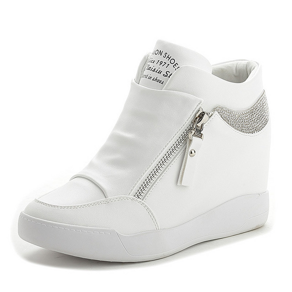 Canvas platform sneakers back zipper detail