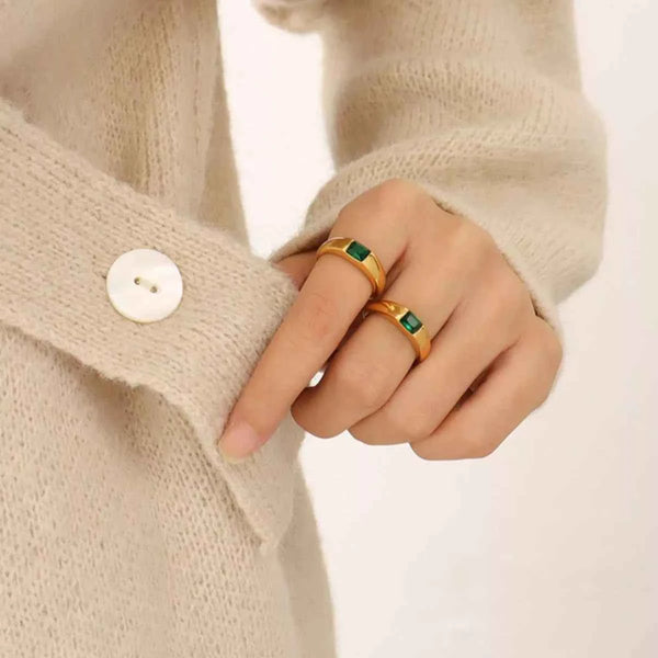 Zircon ring in 18K gold-plated titanium steel — additional view 2