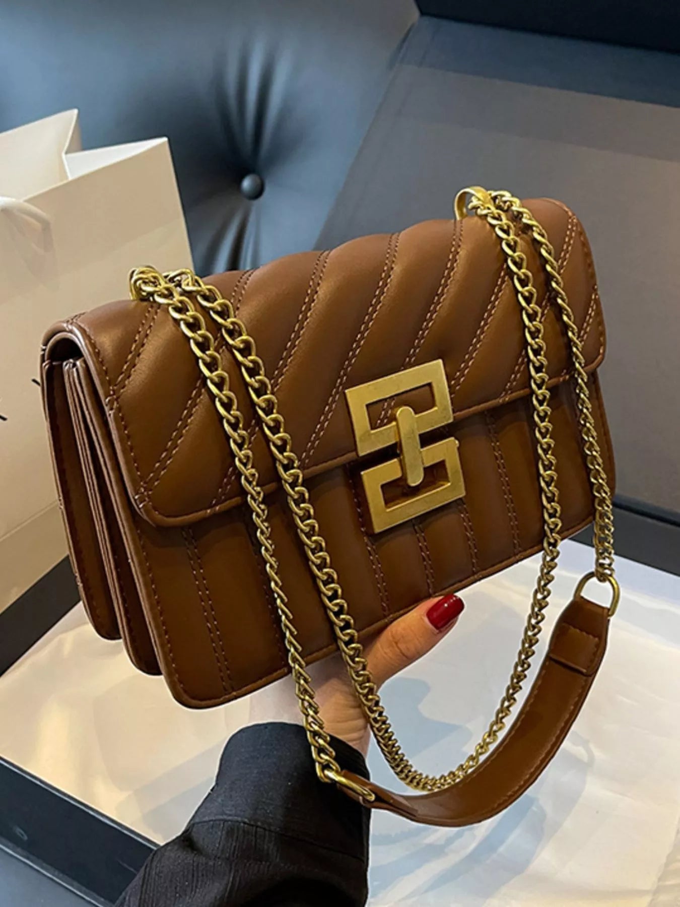 Quilted flap chain shoulder bag — additional view 5