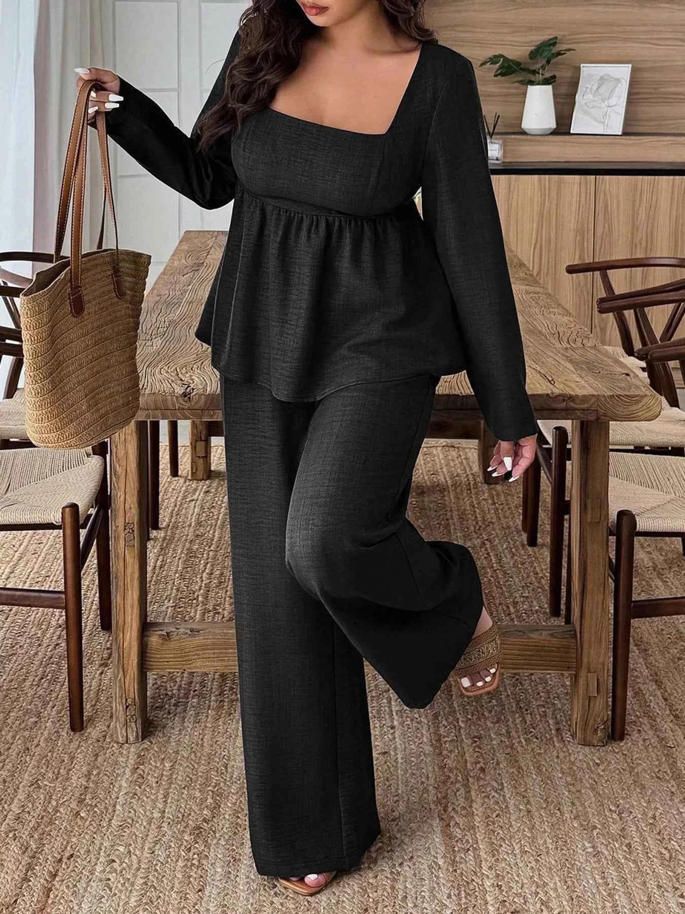 2026 Plus Size Long Sleeve and Pants Matching Set-Two-Piece Set-Splashis-Splashis