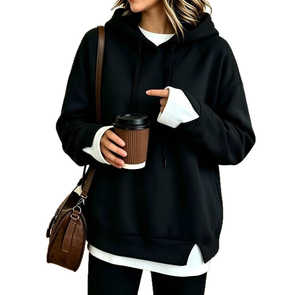 Women's Layered-Look Hooded Sweatshirt-Splashis, alternate view 4
