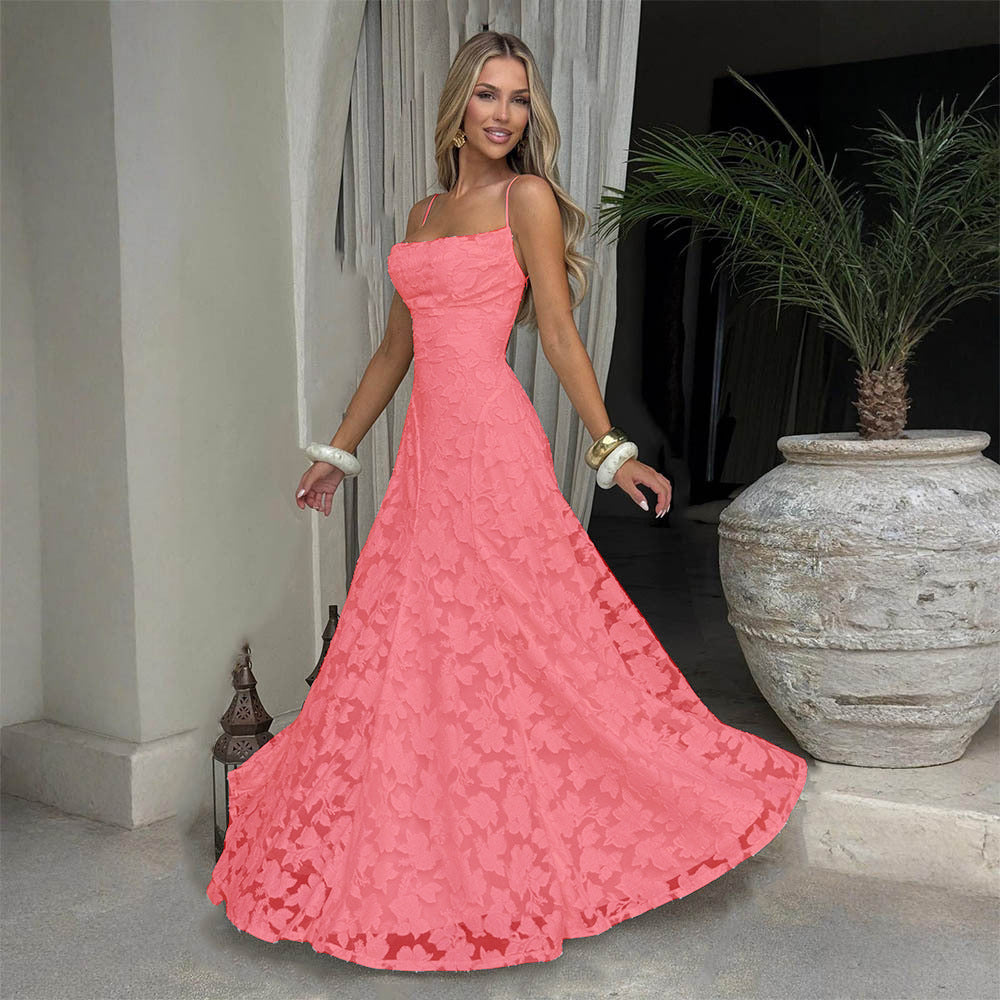 Lace Backless Evening Dress