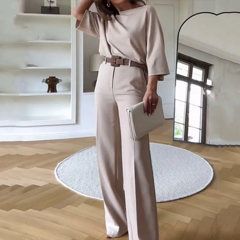 Women’s Bat-Sleeve Top & Pants Set, angled product view