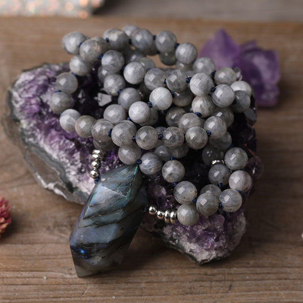 Product detail photo of Labradorite Double Point Pendant Necklace, labradorite double point pendant necklace
