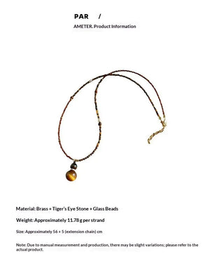 Tiger's eye style beaded gourd pendant necklace